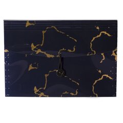 
          Папка-картотека на пуговице Sahand, A4, "Мрамор", 330х240х33 мм, 1600 мкм, 12 отделений, ассорти, глянец