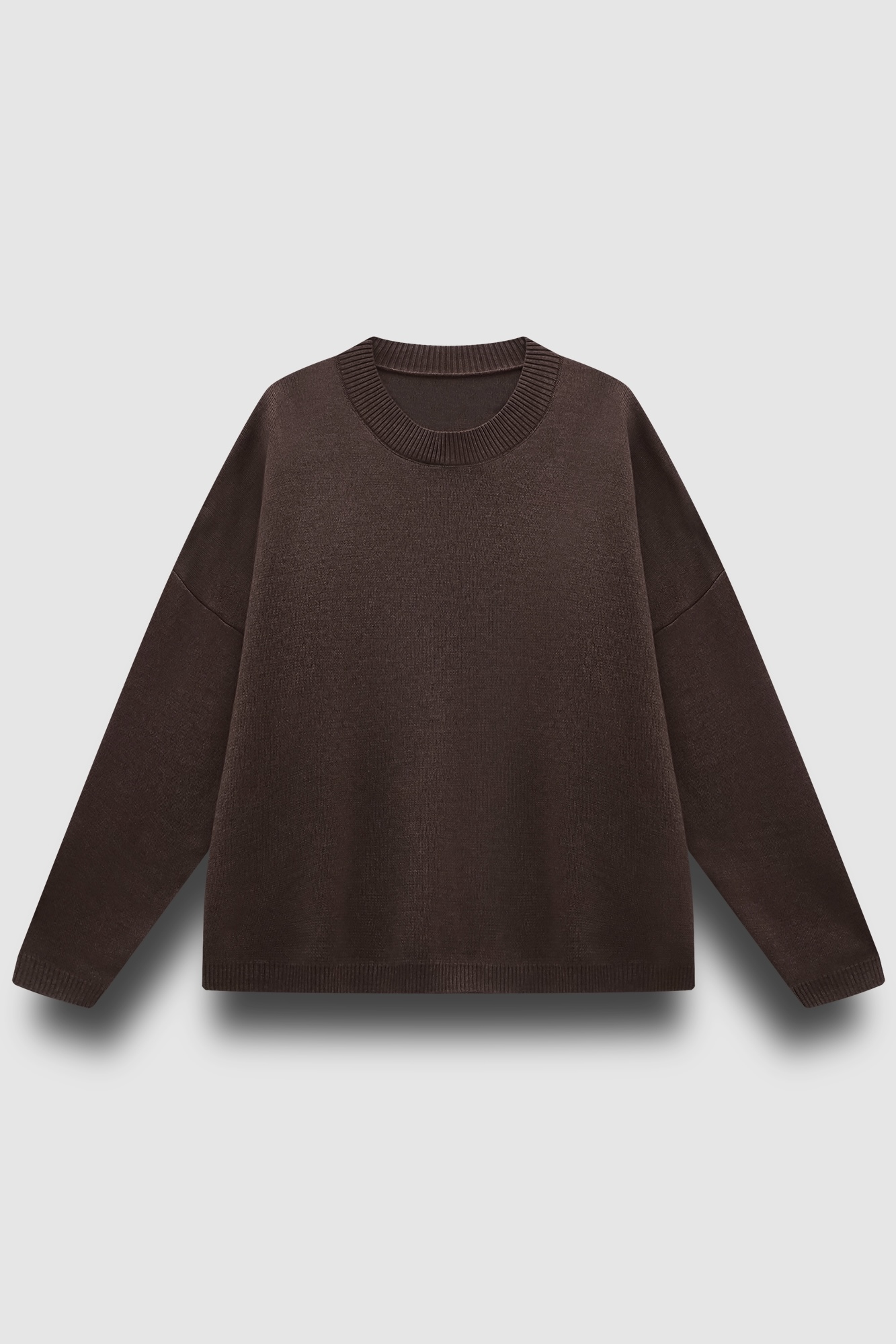 Джемпер вязаный с круглым вырезом, трюфель