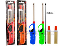 Бытовые зажигалки BBQ-03 (022) цветный с бутылкой газ 24шт*6/144