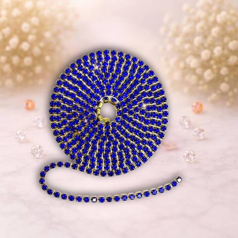 Стразовая лента 2,5мм цвет золото-ультрамарин (упаковка 1м)