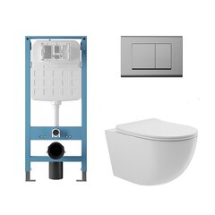 Aqueduto AQDS334T AQD комплект: TECNICA Novo Система инсталляции для подвесного унитаза, QUADRADO Панель смыва, хром, OVO Tornado Унитаз подвесной 525*360 безободковый, Tornado, сиденье с микролифтом, белый глянцевый фото