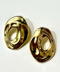 Серьги- дутые овальные в стилистике CELINE цвет серебро/золото