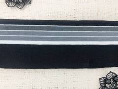 Подвязы трикотажные, ш. 7 см, L 127 см, чёрный с серым