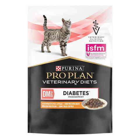Влажный корм Pro Plan MD DIABETS, аппетитные кусочки с курицей для взрослых кошек при диабете, 85 гр