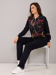 Костюм с брюками КБ-384/черный-цепи