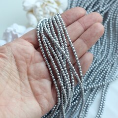 Гематин гематит, круглые бусины, 3 мм, серебро, 1 нить, ГМ041