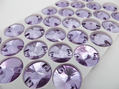Стразы пришивные стекло Crystal риволи, Ø 14 мм, св.сиреневый