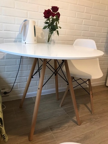 Кухонный интерьерный круглый стол Eames DSW Eiffel, MDF (D80/90/100см), цвет белый