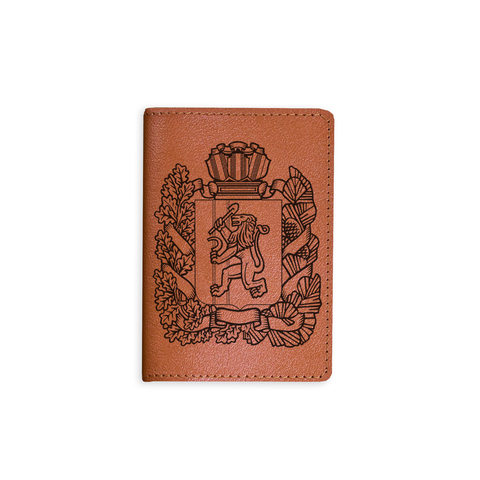 Обложка на паспорт "Герб Красноярского края", рыжая