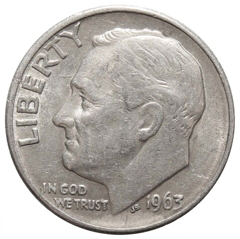 1 дайм (10 центов) 1963. США (D) VF-XF Серебро