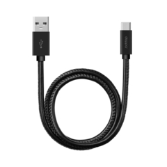 Кабель Deppa Leather USB - Type-C, алюминий/экокожа, 1.2м, черный