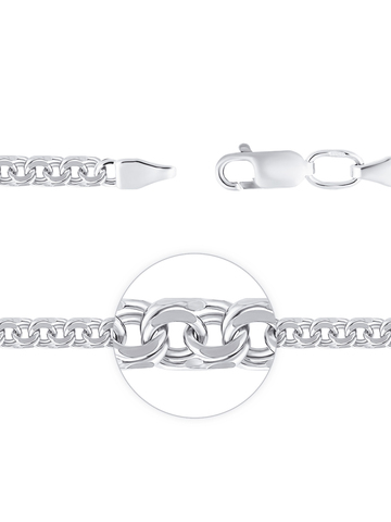 Браслет из серебра, плетение бисмарк