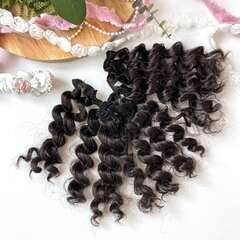 Волосы для кукол, трессы кудри-локоны-спиральки, темно-коричневые (под черный), длина 15 см*1 метр.