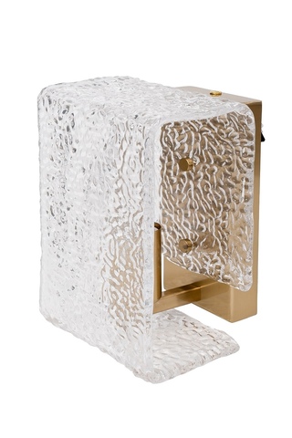 Бра настенное для спальни 13x12x20см Garda Decor стекло прозрачное/латунь