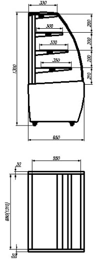 Витрина кондитерская POLUS K70 VM 1,3-1 LIGHT 0012-0109 (ВХСв-1,3д Сarboma)