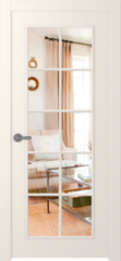 Дверь Ламира 1 / Цвет Эмаль жемчуг / Прозрачное каленое / Двери Belwooddoors