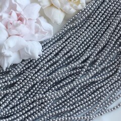 Гематин гематит, круглые бусины, 3 мм, серебро, 1 нить, ГМ041