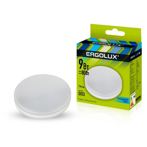 Светодиодная лампа Ergolux LED-GX53-9W-GX53-6K