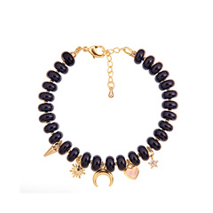 Браслет из Оникса, латуни и Перламутра, gold