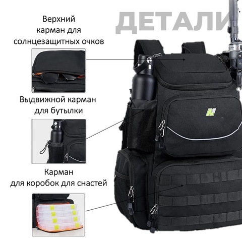 Картинка рюкзак рыболовный Nevo Rhino 9106-NW Black - 8