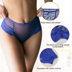 Трусики на высокой посадке Lace Strappy, синие, XL
