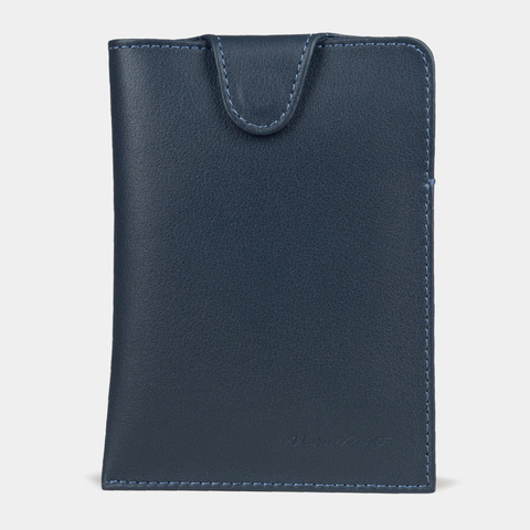 Обложка-кармашек для паспорта London из кожи теленка, синего цвета
