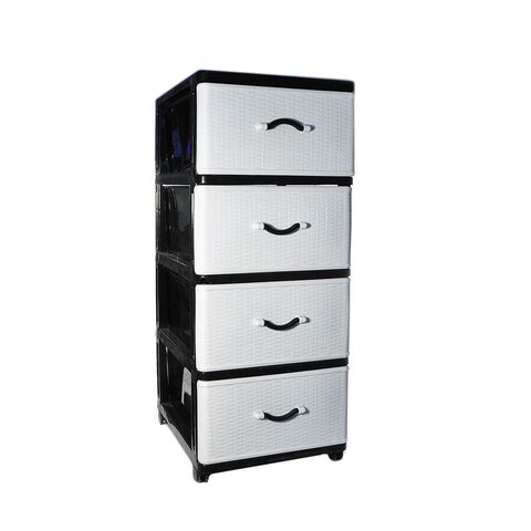 Комод 4 ящика, Дюна, 40х50х94 см, черно-бел, 04014, Dunya Plastik