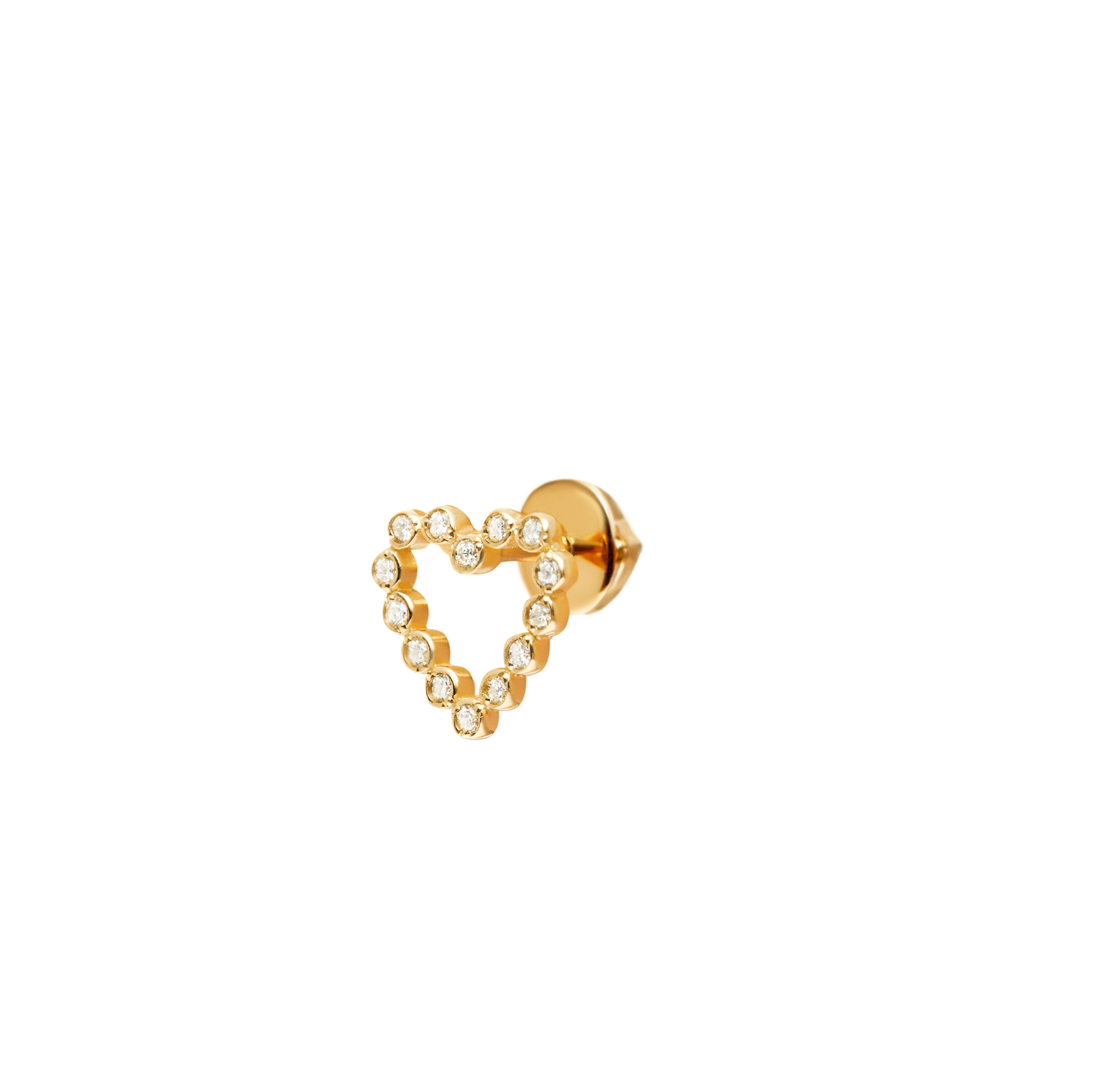 VIVA LA VIKA Пусет Diamond Open Heart Stud Earring – Gold personality hollow heart gold clay zircon bracelet customized open diamond flower letters bangles custom 18k gold titanium steel