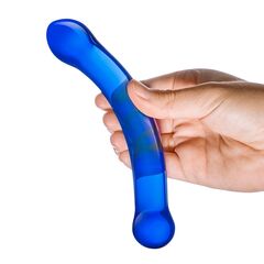 Синий изогнутый фаллоимитатор Curved G-Spot Glass Dildo - 16 см. - 