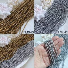 Гематин гематит, круглые бусины, 3 мм, серебро, 1 нить, ГМ041