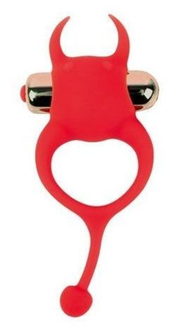 Красное эрекционное виброкольцо с рожками и хвостиком - Bior toys SWEET TOYS ST-40166-3