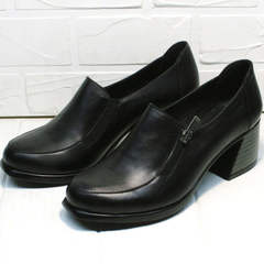 Осенние закрытые туфли на толстом каблуке женские H&G BEM 107 03L-Black.