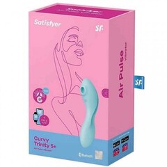 Вакуумный стимулятор с вибрацией Satisfyer Curvy Trinity 5+ голубой
