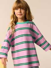 Лонгслив удлиненный для девочки Next E44-323, Розовый, Зеленый