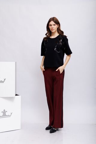 Monari Свитшот из хлопка с люрексом, расшитый пайетками