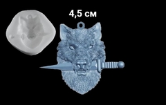 Силиконовый молд Амулет Волк с кинжалом средний