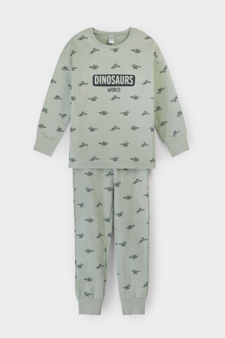 пижама  для мальчика  К 1581/24/темно-оливковый,маленькие динозавры