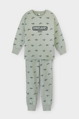 пижама  для мальчика  К 1581/24/темно-оливковый,маленькие динозавры