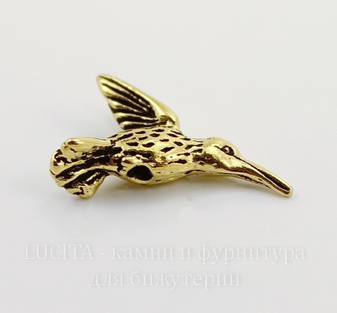 Бусина TierraCast "Колибри" 19х13 мм (цвет-античное золото)