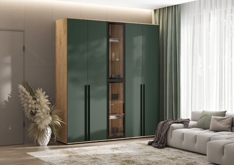 Комплект шкафов Норд №2 Изумрудный (КРОМКА ИЗУМРУД), Дуб Крафт