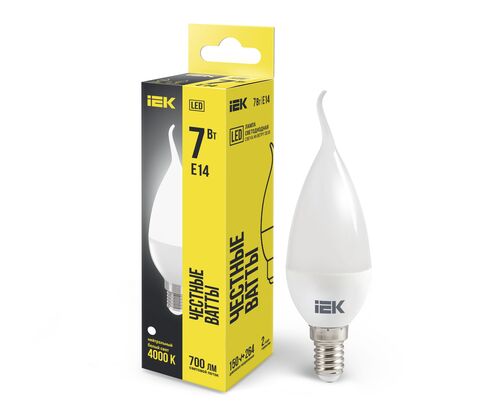 Лампа LED CB35 свеча на ветру 7Вт 230В 4000К E14 IEK