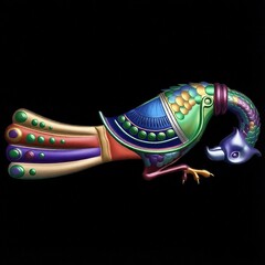 Силиконовый молд № 359 Винтажная птица большая правая