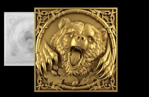 Силиконовый молд № 2761 Панно Медведь в рамке