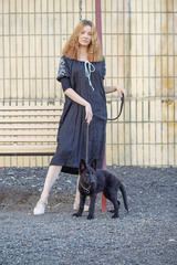 Ксения. Платье женское льняное миди с вышивкой под пояс PL-422621