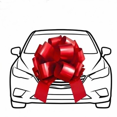 Бант-Шар на автомобиль, Красный, Металлик матовый, 51см*10см, 1 шт.