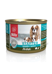 Влажный корм консервы Blitz Holistic Puppy Turkey with Zucchini «Индейка с цукини» консервированный корм-стартер для щенков, беременных и кормящих сук 24шт 200гр