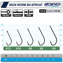 56538 № 8 Крючки OWNER WORM BH-SPROAT / продажа от 5 уп.