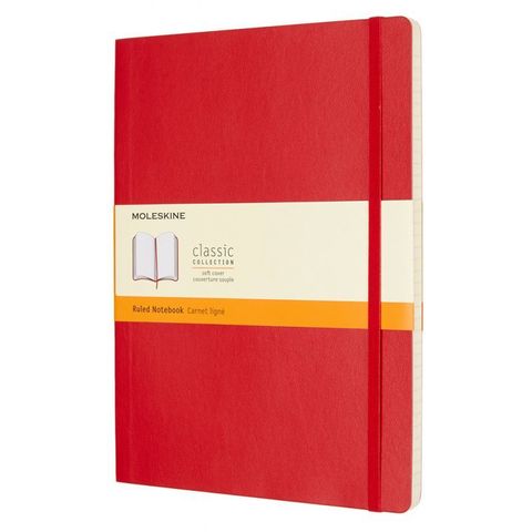 Блокнот Moleskine CLASSIC SOFT 19х25 см, 192стр. в линейку, мягкая обложка, красный