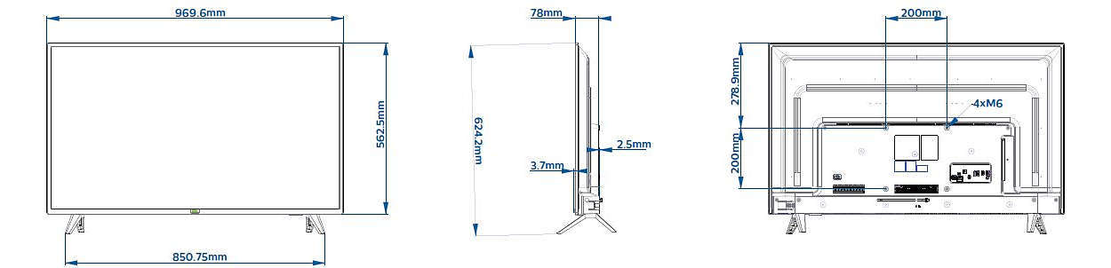 Размеры led телевизоров. Телевизор 32 Филипс габариты. Ширина телевизора 50 Филипс. Philips 43 дюйма телевизор чертеж. Ширина телевизора 55 Филипс.