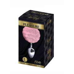 Анальный плаг Alive Fluffy розовый, L 9х4,1 см